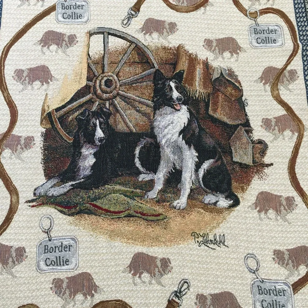 P. Lehmkuhl Border Collie Dog Tapestry‎ Throw Blanket 50x63 Inches